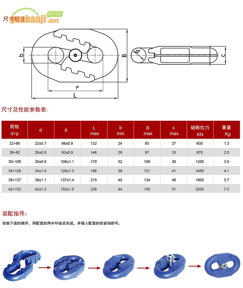 扁平弧齒型接鏈環(huán) 扁平環(huán) 弧齒環(huán)規(guī)格、尺寸、裝配指導(dǎo)